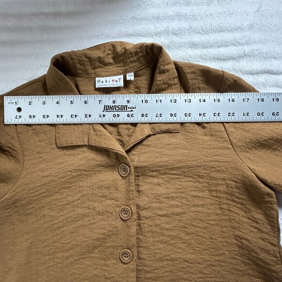 Habitat Womens Button-Front Textured Swing Jacket Small Brown Lightweight Casual - Picture 6 of 8